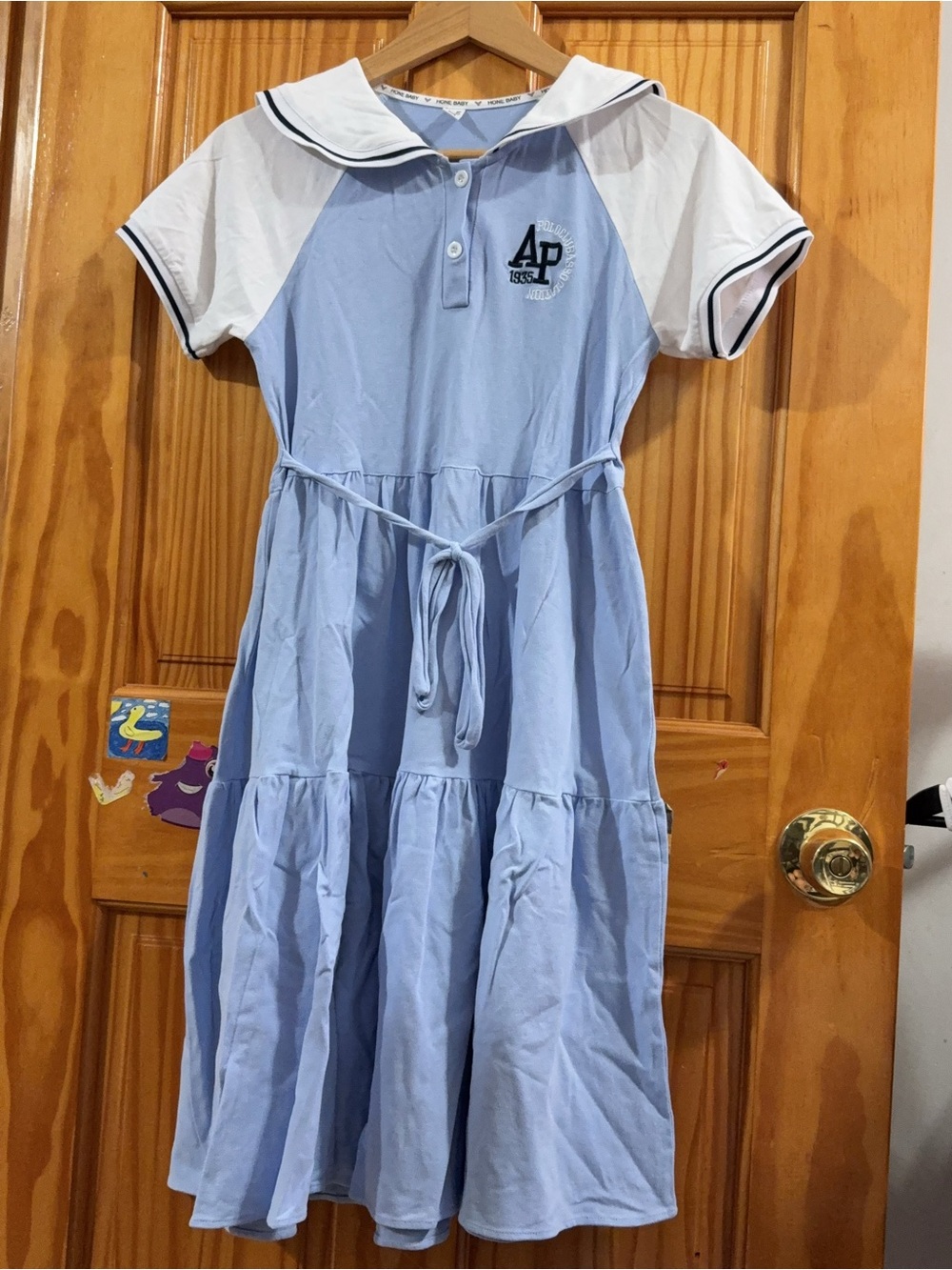 Sailor-Style Light Blue & White Girls' Casual Dress